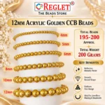 12mm Golden Pearl Beads for Jewellery Making Kit – 200 Pcs, 200g - Image 2