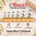12mm Silver Pearl Beads for Jewellery Making Kit – 200 Pcs, 200g - Image 2