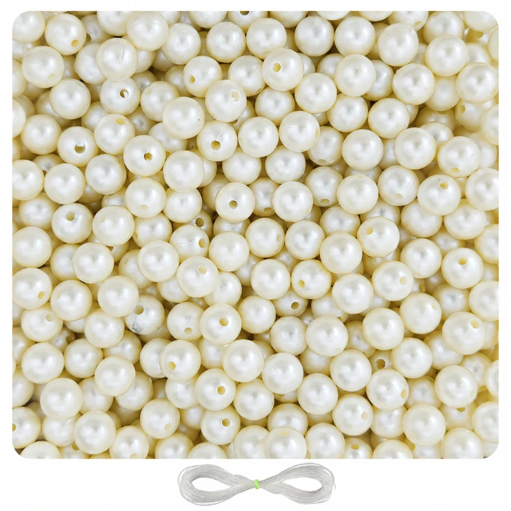 12mm Off-White Pearl Beads for Jewellery Making Kit – 200 Pcs, 200g