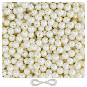 12mm Off-White Pearl Beads for Jewellery Making Kit – 200 Pcs, 200g