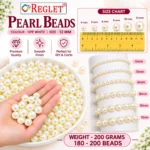 12mm Off-White Pearl Beads for Jewellery Making Kit – 200 Pcs, 200g - Image 2