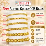 5mm Golden Pearl Beads for Jewellery Making Kit – 3000 Pcs, 200g - Image 2