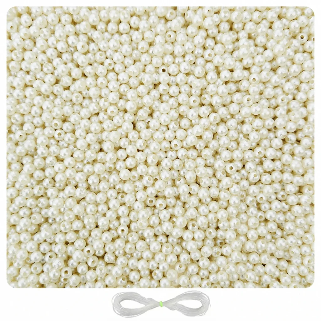 5mm Off-White Pearl Beads for Jewellery Making Kit – 3000 Pcs, 200g