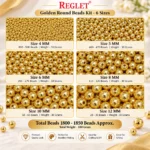 Golden Pearl Beads for Jewellery Making Kit – 1800 Pcs, 6 Sizes, 180g - Image 2