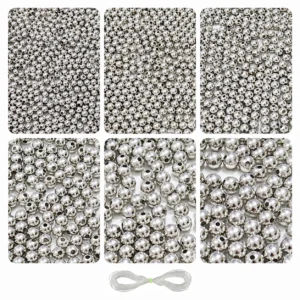 Silver Pearl Beads for Jewellery Making Kit – 1800 Pcs, 6 Sizes, 180g