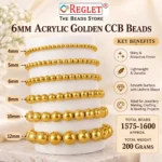 6mm Golden Pearl Beads for Jewellery Making Kit – 1600 Pcs, 200g - Image 2