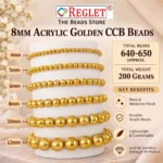 8mm Golden Pearl Beads for Jewellery Making Kit – 650 Pcs, 200g - Image 2