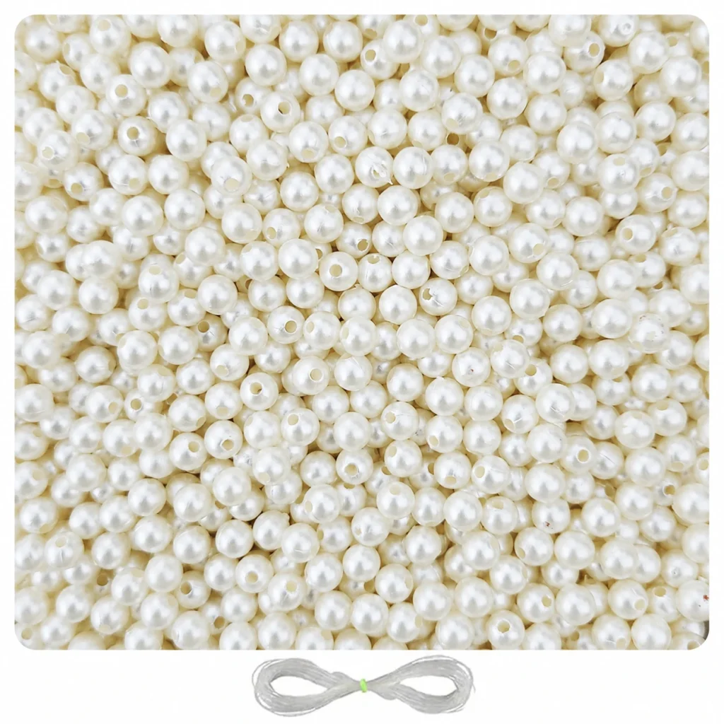 8mm Off-White Pearl Beads for Jewellery Making Kit – 800 Pcs, 200g