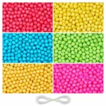 REGLET 480 Pcs Angoora Beads Kit with 6 Vibrant Colours, 6mm Soft Fuzzy Beads, 180g Total Weight and 5 Metres Elastic Thread