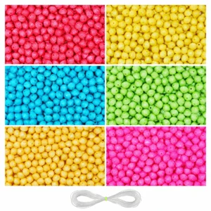 REGLET 480 Pcs Angoora Beads Kit with 6 Vibrant Colours, 6mm Soft Fuzzy Beads, 180g Total Weight and 5 Metres Elastic Thread