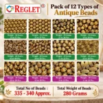 Golden Antique Beads for Bracelet Making Kit – 340 Pcs, 12 Designs, 280g - Image 2