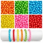 REGLET 390 Pcs Double Layer Crystal Beads Kit with 6 Multicolour Designs, 10mm Acrylic Beads, 180g Total Weight and 5 Metres Elastic Wire