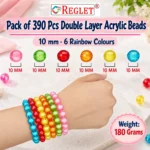 Double Layer Crystal Beads for Bracelet Making Kit – 390 Pcs, 6 Designs, 10mm, 180g - Image 3