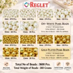Golden and Off-White Pearl Beads for Jewellery Making Kit – 3600 Pcs, 6 Sizes - Image 2
