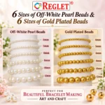 Golden and Off-White Pearl Beads for Jewellery Making Kit – 3600 Pcs, 6 Sizes - Image 3