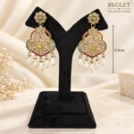 Multicolour Chandbali Earrings for Women – Gold Tone Kundan Pearl Dangle Jewellery | REGLET J31 - Image 5