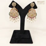 Multicolour Chandbali Earrings for Women – Gold Tone Kundan Pearl Dangle Jewellery | REGLET J31 - Image 6