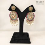 Multicolour Kundan Chandbali Earrings for Women – Gold Tone Pearl Drop Jewellery | REGLET J32 - Image 6