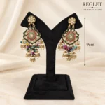 Multicolour Kundan Jhumka Earrings for Women – Gold Tone Pearl Dangle Jewellery | REGLET J33 - Image 5