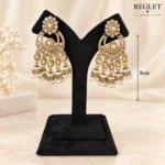Golden Chandbali Jhumka Earrings for Women – Kundan Pearl Dangle Jewellery | REGLET J34 - Image 5
