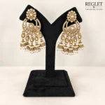 Golden Chandbali Jhumka Earrings for Women – Kundan Pearl Dangle Jewellery | REGLET J34 - Image 6