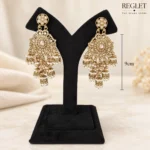 Golden Chandbali Jhumka Earrings for Women – Kundan Pearl Dangle Jewellery | REGLET J35 - Image 5