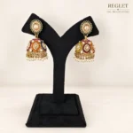 Multicolour Jhumka Earrings for Women – Gold Tone Kundan Pearl Dangle Jewellery | REGLET J37 - Image 6