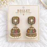 Traditional Multicolour Jhumka Earrings for Women – Gold Tone Kundan Pearl Jewellery