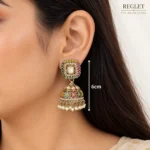 Traditional Multicolour Jhumka Earrings for Women – Gold Tone Kundan Pearl Jewellery | REGLET J38 - Image 3