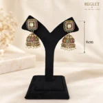 Traditional Multicolour Jhumka Earrings for Women – Gold Tone Kundan Pearl Jewellery | REGLET J38 - Image 4