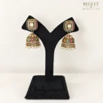 Traditional Multicolour Jhumka Earrings for Women – Gold Tone Kundan Pearl Jewellery | REGLET J38 - Image 5
