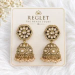 Antique Gold Jhumka Earrings for Women – Kundan-Style Floral Dangle Jewellery