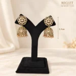Antique Gold Jhumka Earrings for Women – Kundan-Style Floral Dangle Jewellery | REGLET J39 - Image 5