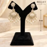Kundan Chandbali Earrings with Pearls for Women | Gold Tone Traditional Dangle Jewellery - Image 5