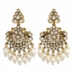 Antique Gold Chandbali Earrings for Women – Kundan Pearl Traditional Jewellery | REGLET J10