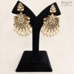 Antique Gold Chandbali Earrings for Women – Kundan Pearl Traditional Jewellery | REGLET J10 - Image 6