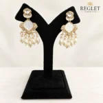 Kundan Pearl Chandbali Earrings for Women – Gold Tone Traditional Jewellery | REGLET J11 - Image 6