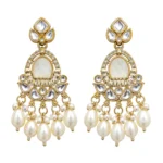 Kundan Pearl Chandbali Earrings for Women – Gold Tone Traditional Jewellery | REGLET J12