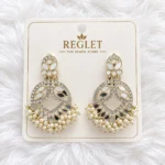 Kundan Pearl Chandbali Earrings for Women – Gold Tone Traditional Jewellery | REGLET J13 - Image 2