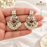 Kundan Pearl Chandbali Earrings for Women – Gold Tone Traditional Jewellery | REGLET J13 - Image 3