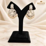 Kundan Pearl Chandbali Earrings for Women – Gold Tone Traditional Jewellery | REGLET J13 - Image 4