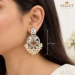 Kundan Pearl Chandbali Earrings for Women – Gold Tone Traditional Jewellery | REGLET J13 - Image 5