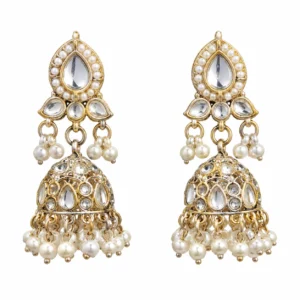 Kundan Pearl Jhumka Earrings for Women – Gold Tone Traditional Jewellery | REGLET J14