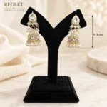 Kundan Pearl Jhumka Earrings for Women – Gold Tone Traditional Jewellery | REGLET J14 - Image 4