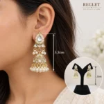 Kundan Pearl Jhumka Earrings for Women – Gold Tone Traditional Jewellery | REGLET J14 - Image 5