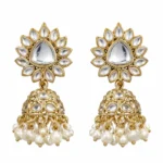 Kundan Pearl Jhumka Earrings for Women – Gold Tone Traditional Jewellery | REGLET J15