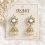 Kundan Pearl Jhumka Earrings for Women – Gold Tone Traditional Jewellery | REGLET J15 - Image 2