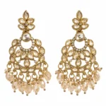 Kundan Chandbali Earrings for Women – Gold Tone Traditional Dangle Jewellery | REGLET J16