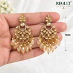 Kundan Chandbali Earrings for Women – Gold Tone Traditional Dangle Jewellery | REGLET J16 - Image 6