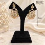 Kundan Chandbali Earrings for Women – Gold Tone Traditional Dangle Jewellery | REGLET J16 - Image 5